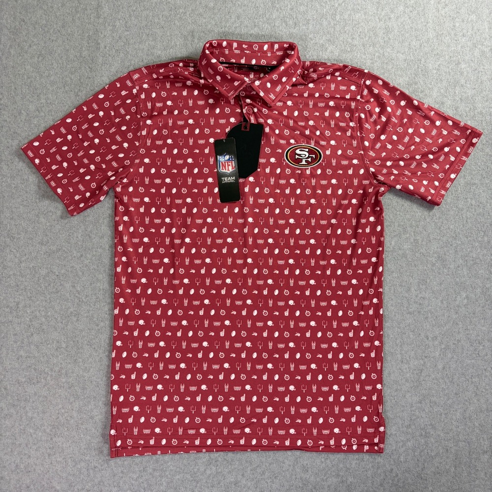 Antigua NFL San Francisco 49ers Signal Polo Shirt Mens Small Red Graphic 106165